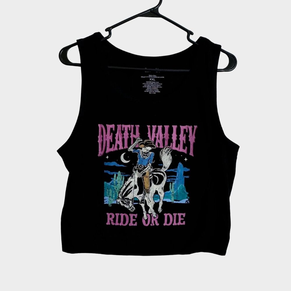 NEW Zoe + Liv Death Valley Skeleton Cowboy Cropped Tank Size XS